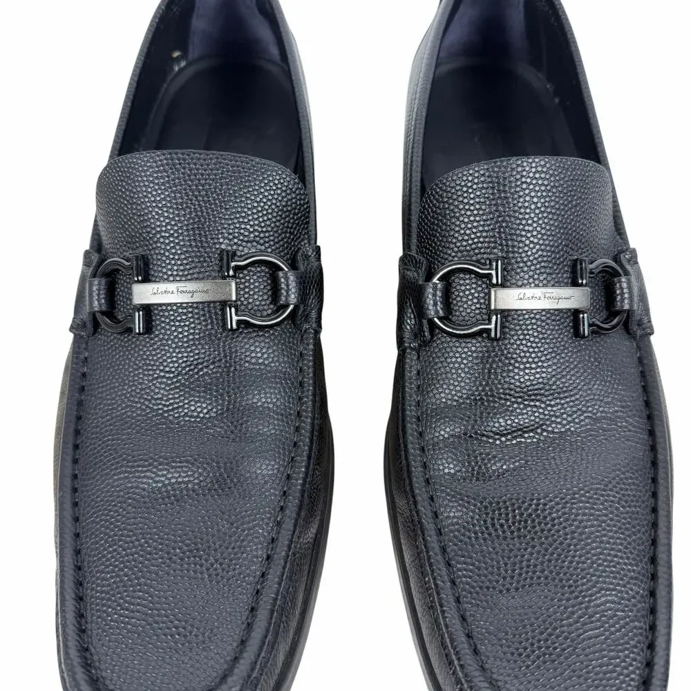 Salvatore Ferragamo Grandioso Gancini Bit Leather Loafer Black Size 10D/ 11